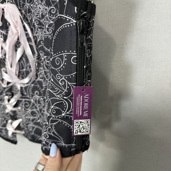 Adore Me Alex Corset Top Womens 1X Black Spiderweb Halloween Bustier Whimsigoth - Picture 7 of 16